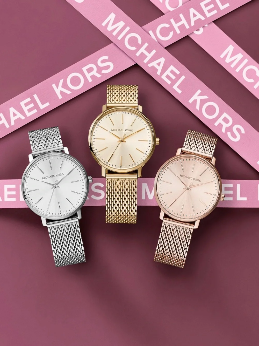 Michael Kors Gold-Tone Slim Mesh Bracelet Watch